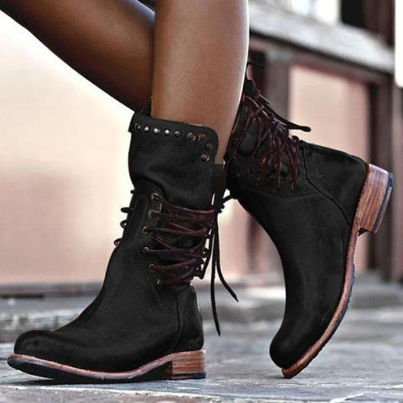 Amaya™ - Vintage leather lace-up boots