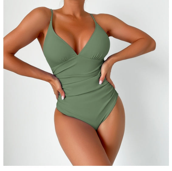 LolaBeach - Plain swimsuit with deep v-neckline