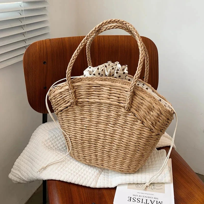 Amila - Large wicker bag with brown bucket