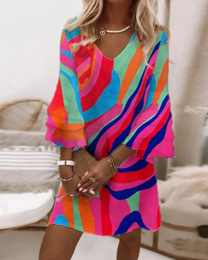 Meville - Multicolored printed bell dress