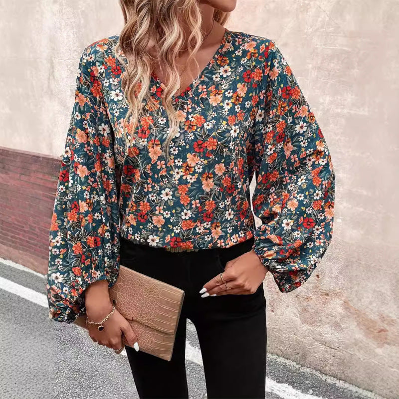 Madeline | Stylish Autumn V-Neck Long-Sleeve Blouse