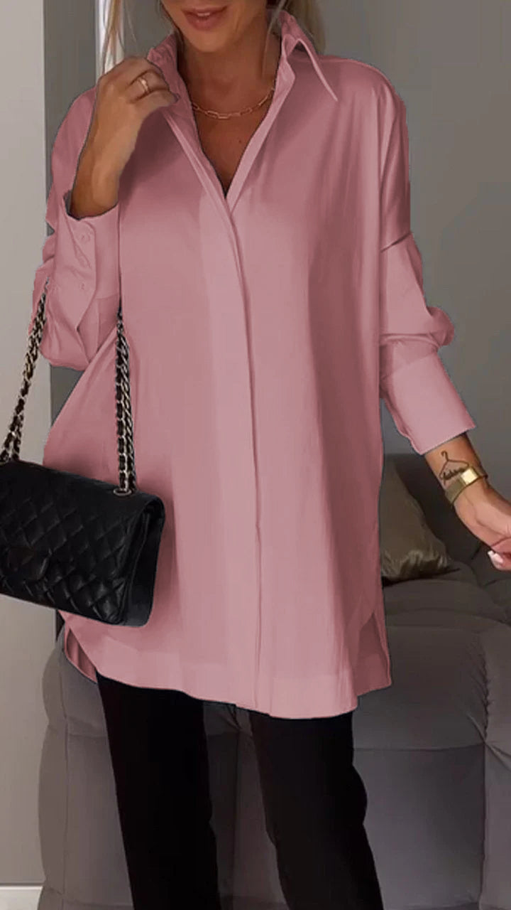 Mona | Elegant Long Blouse with Reverses for Ladies