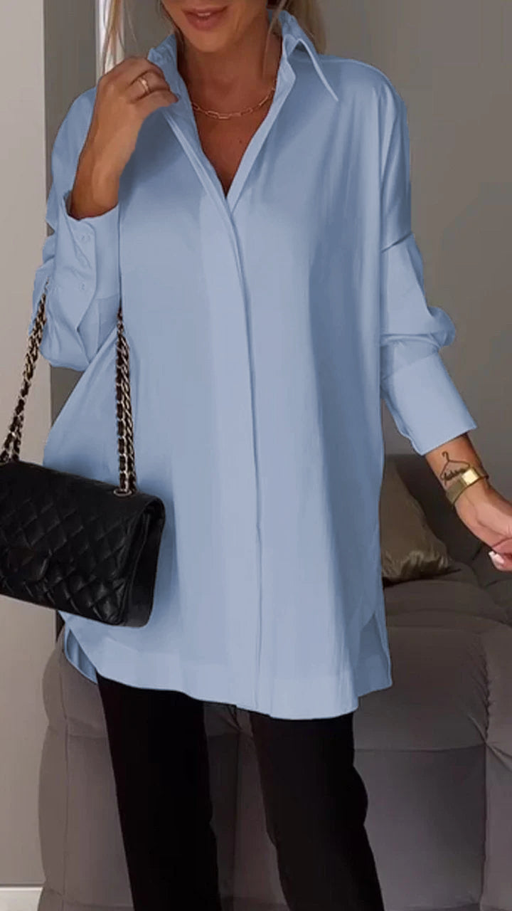 Mona | Elegant Long Blouse with Reverses for Ladies
