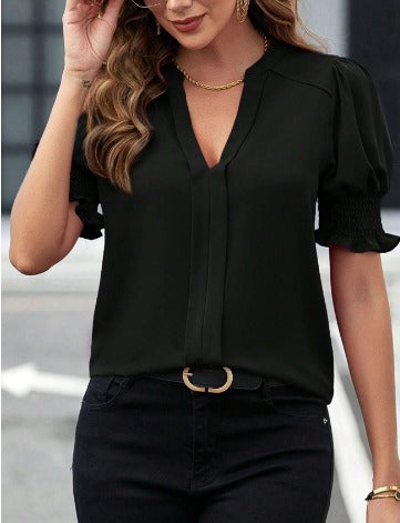 Elara | Chic V-Neck Blouse for Ladies