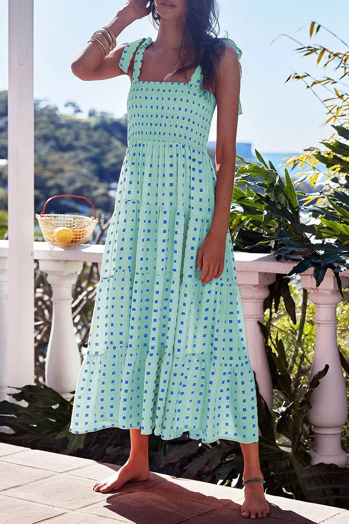Rhea - Printed dresses with thin straps and urban fashion patches.