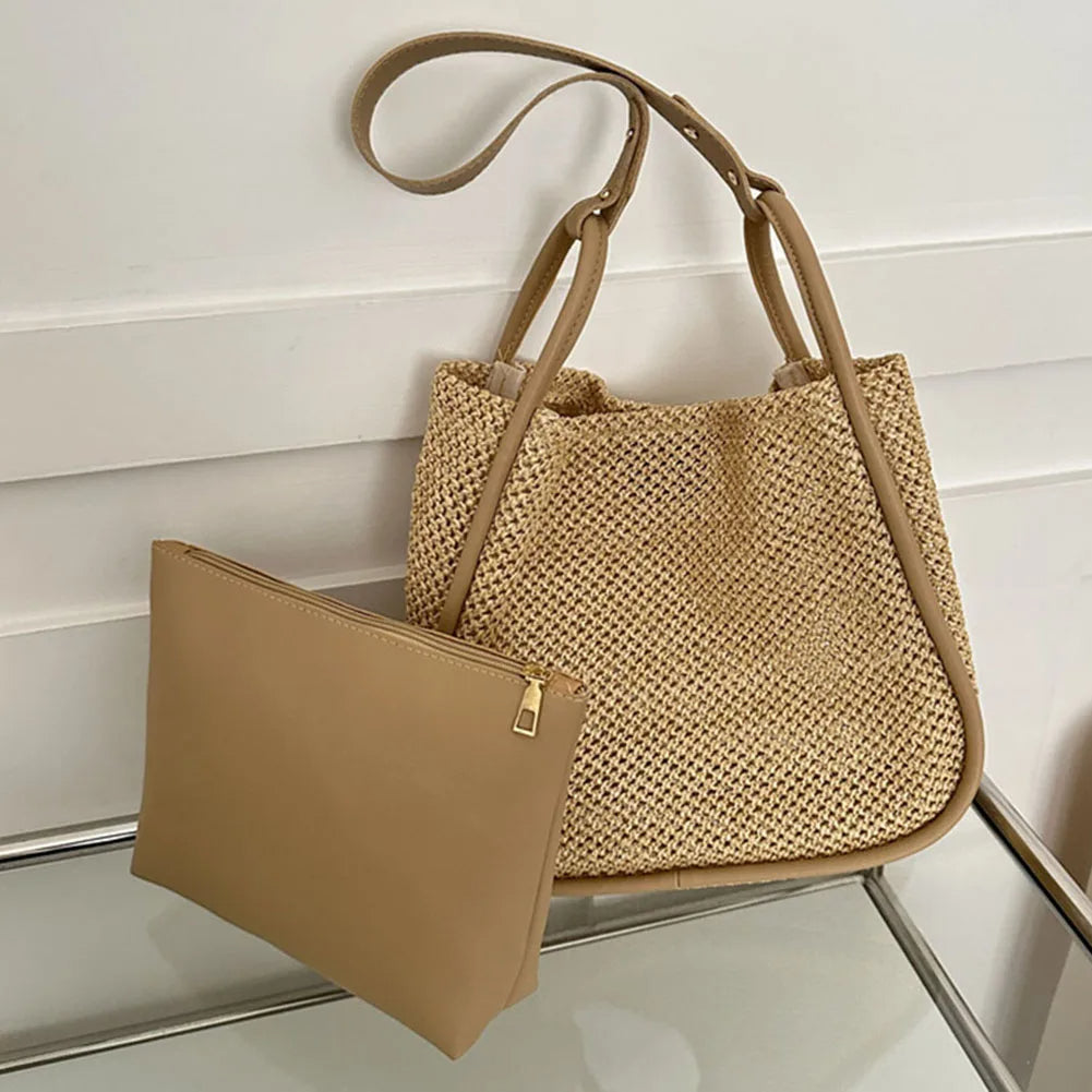 Lexi - Large PU leather wicker bag