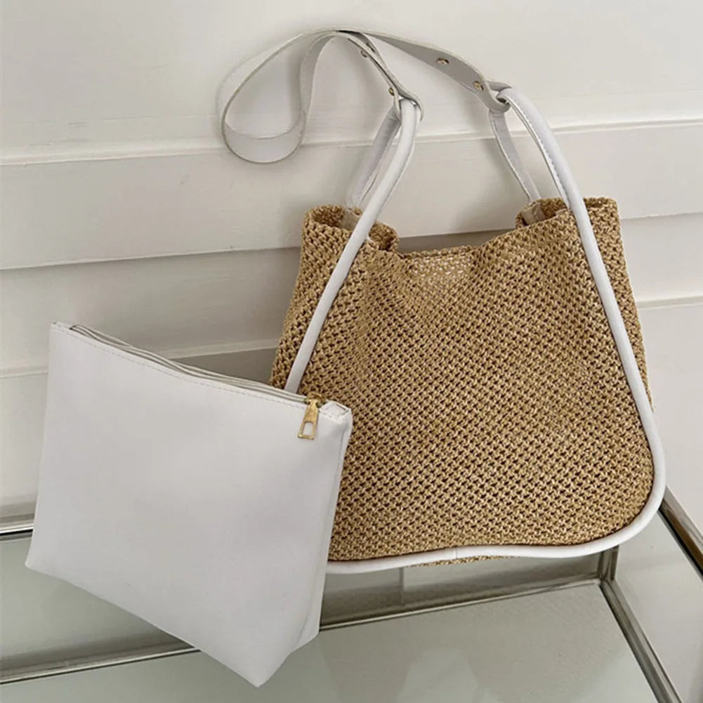 Lexi - Large PU leather wicker bag