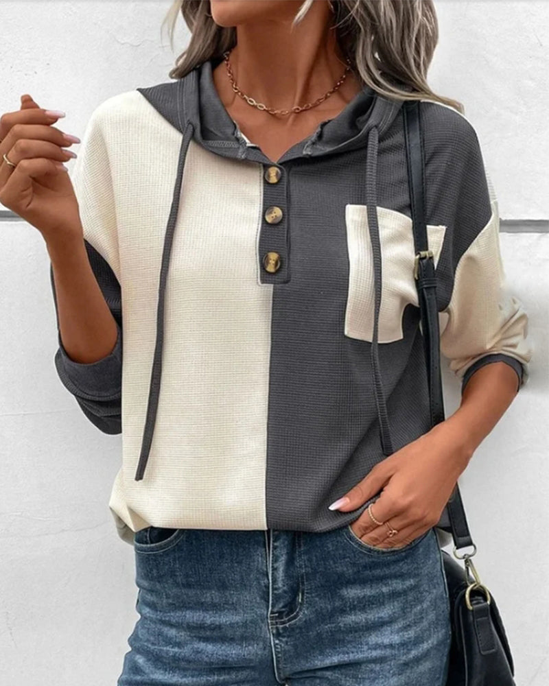 Relaxed Hoodie with color blocks