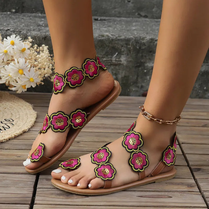 Melissa | Ethnic Floral Clip-Toe Sandals