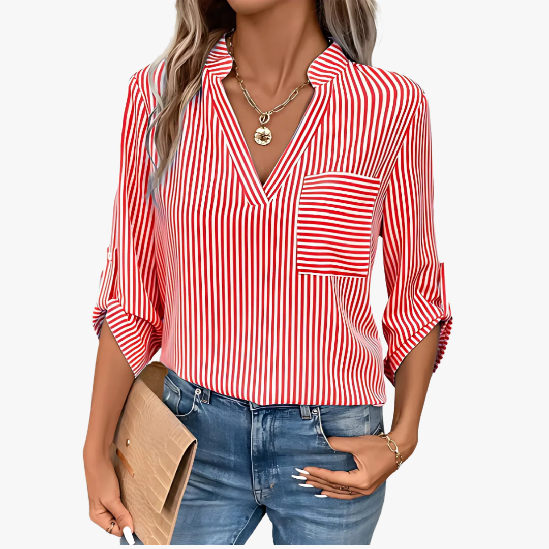 Striped elegant ladies blouse