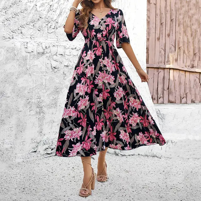Astrid - Elegant Dress with Floral Print