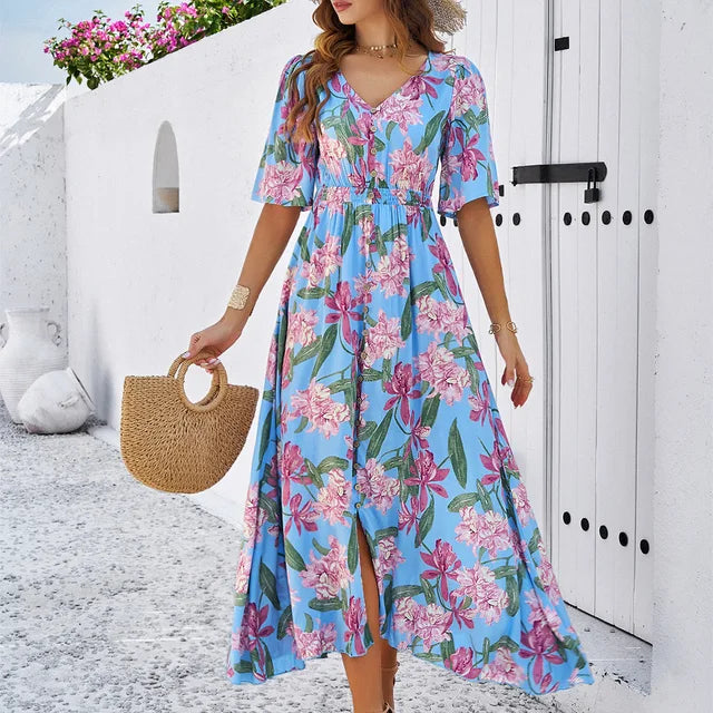 Astrid - Elegant Dress with Floral Print