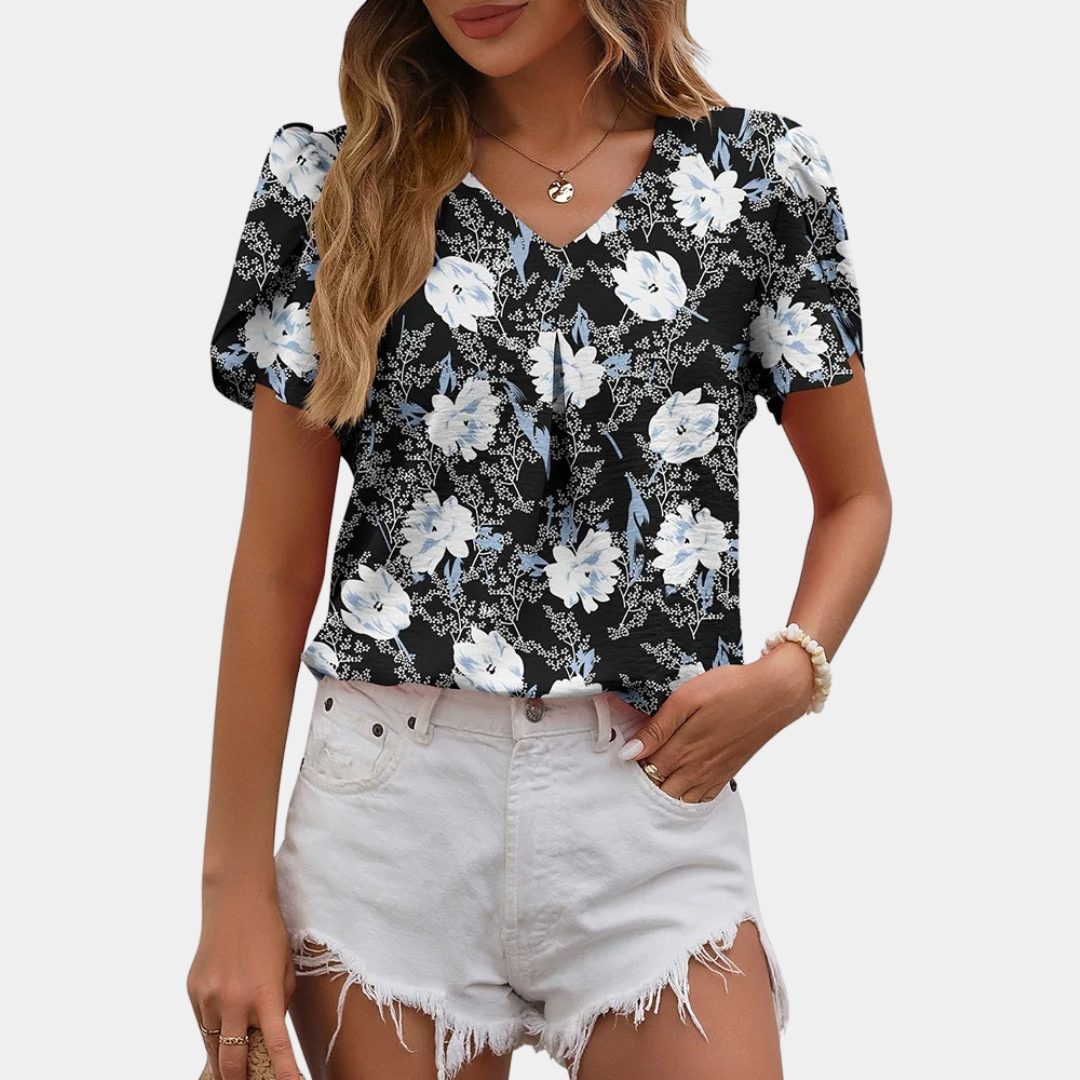 Aurelia - Elegant women's V-neck blouse.