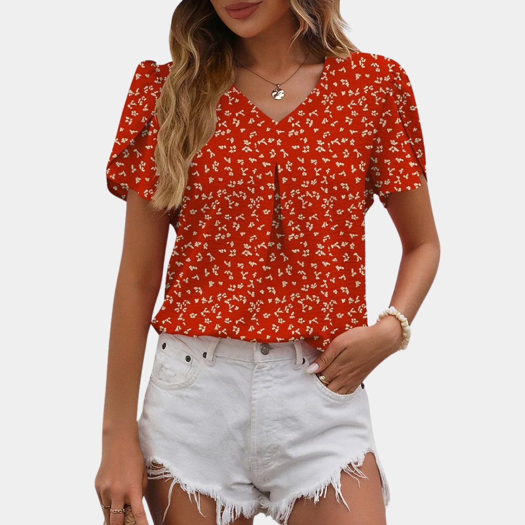 Aurelia - Elegant women's V-neck blouse.