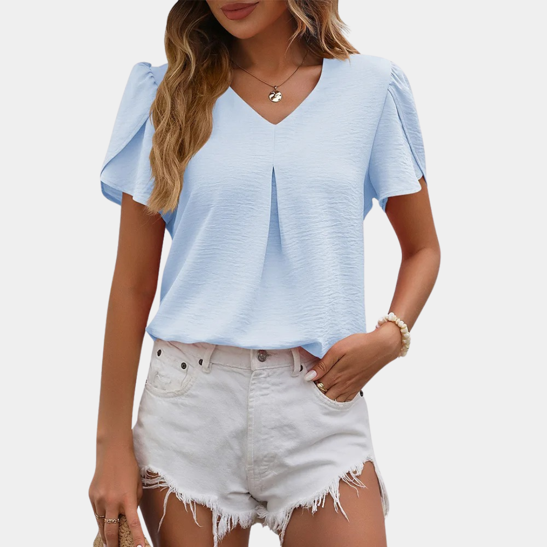Aurelia - Elegant women's V-neck blouse.
