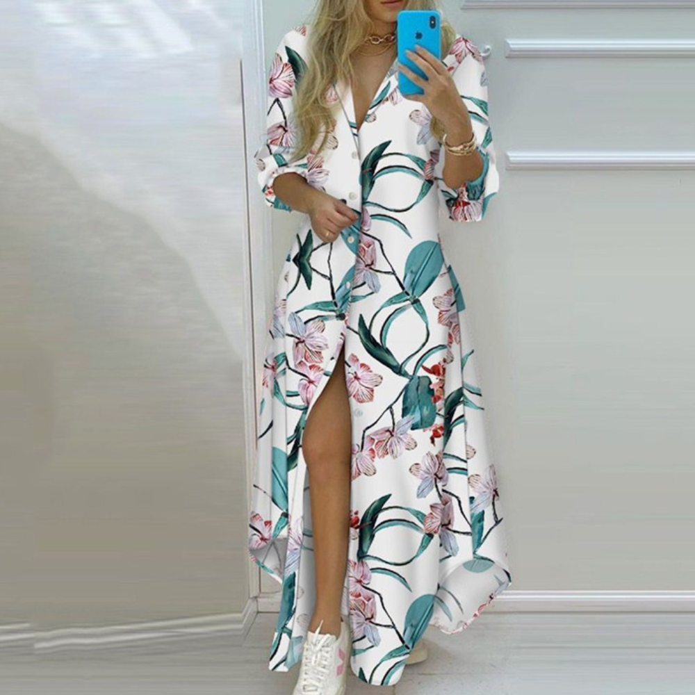 Antonia - Creative dress with modern newspaper print.