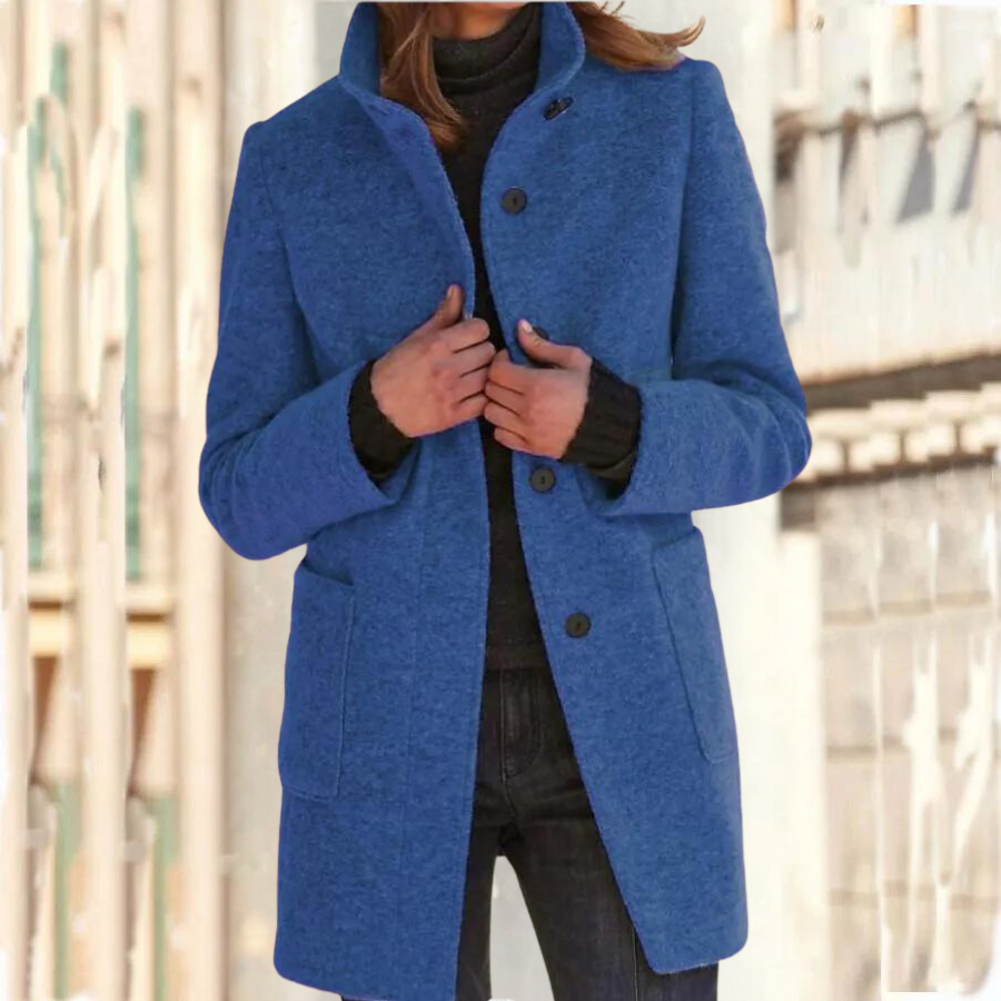 Elegant stand-up collar coat for women - Camille