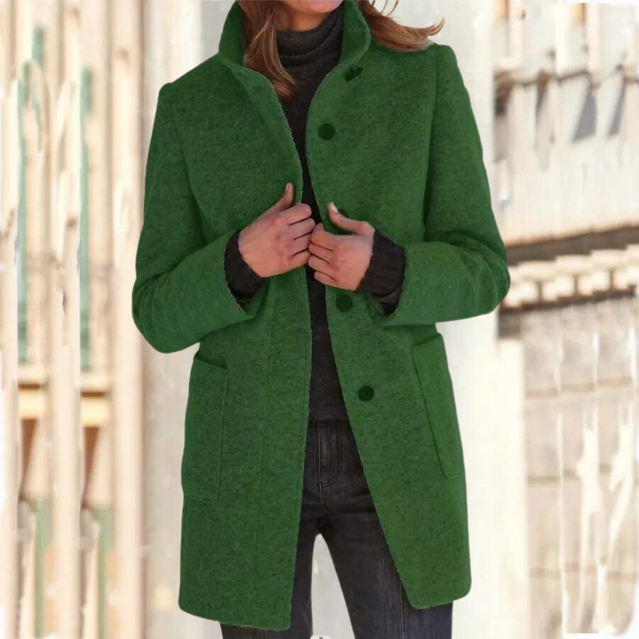 Elegant stand-up collar coat for women - Camille