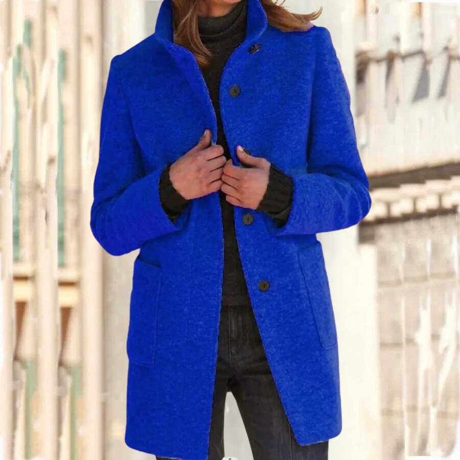 Elegant stand-up collar coat for women - Camille
