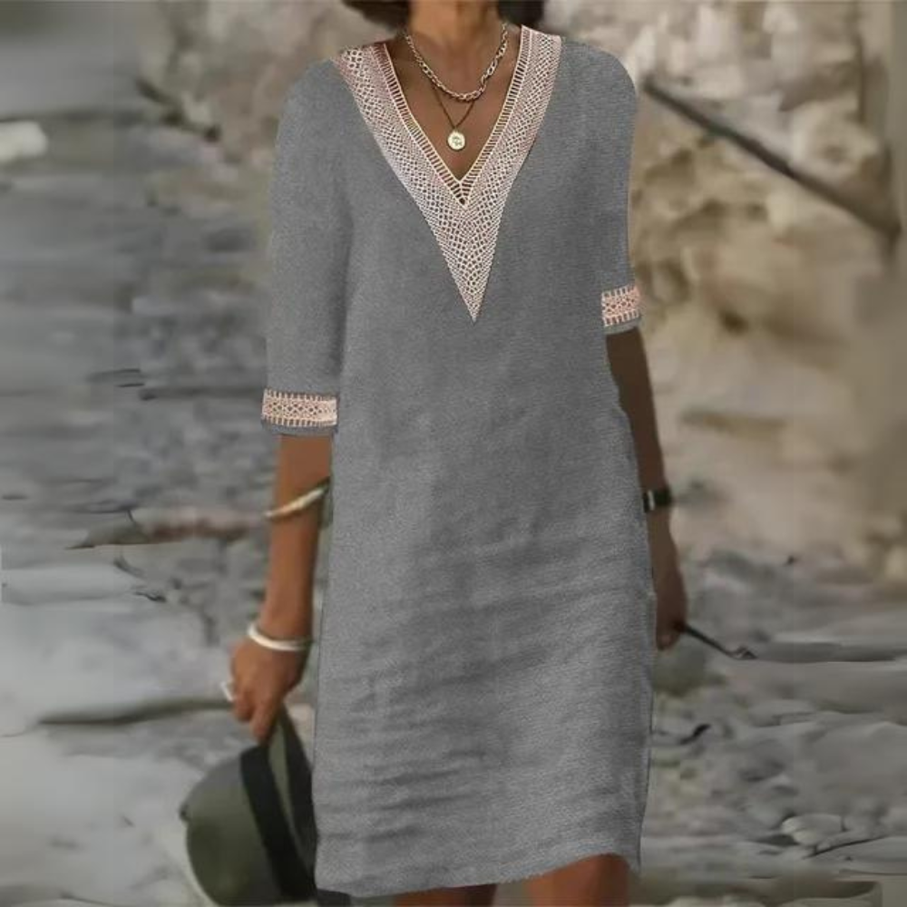 Sidonie - Elegant Vintage Dress with V-neckline