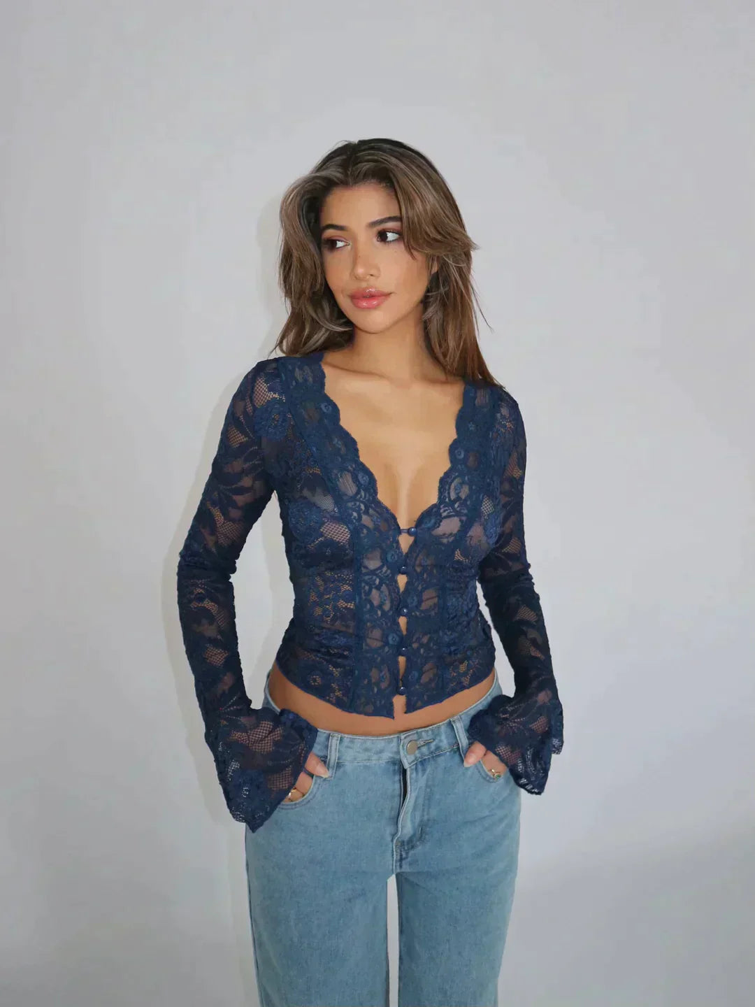 Carina - Modern fashion Lace top Blouse