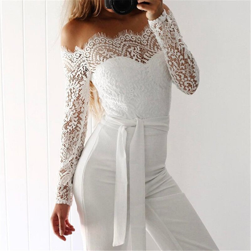 Jumpsuit with long sleeves and lace - Ceara