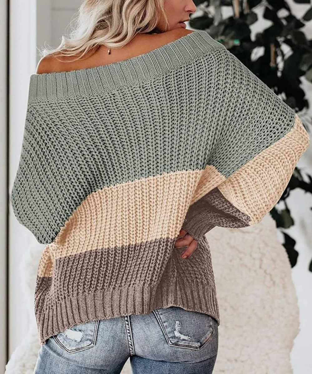 Vintage sweater with color block pattern - Jane