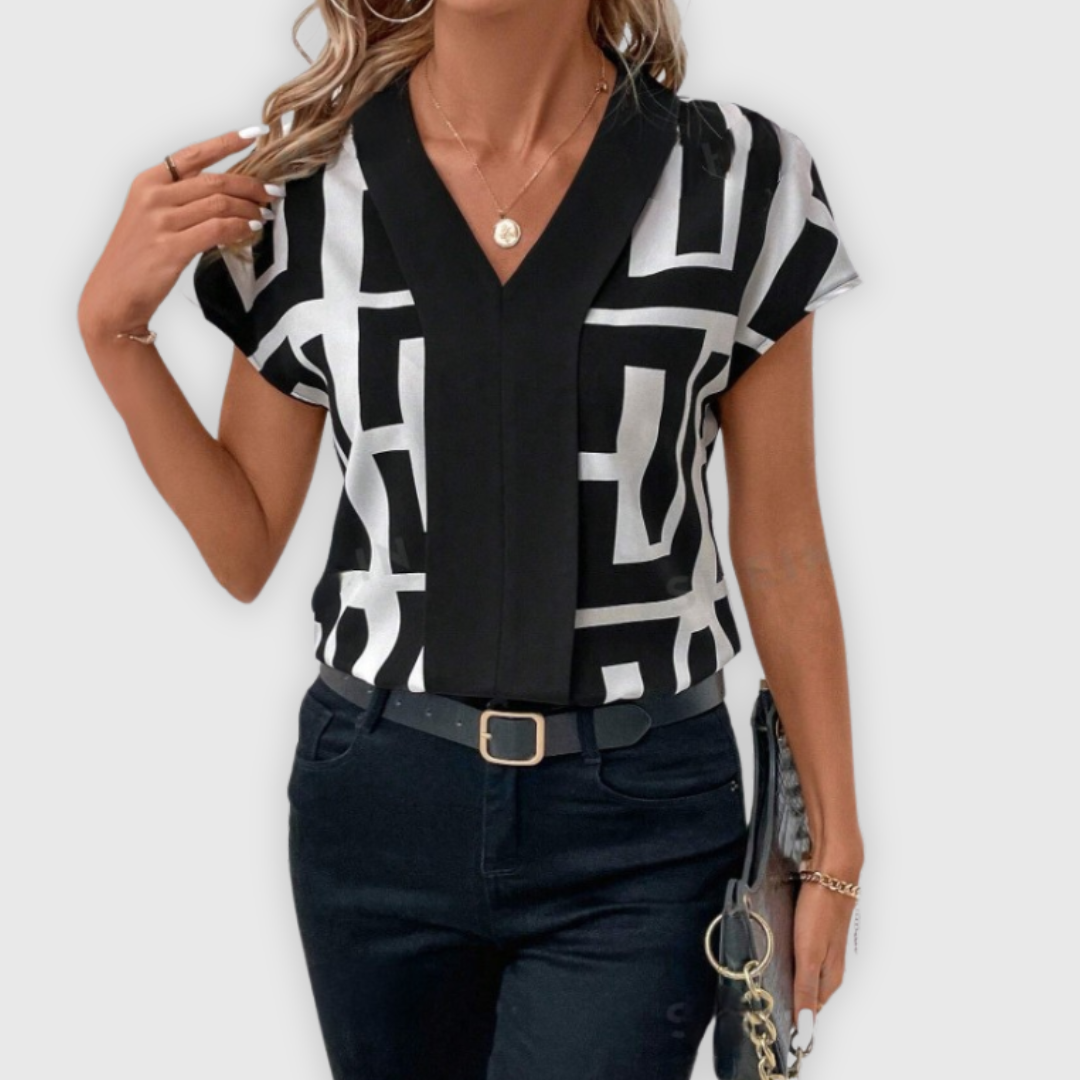 Elegant ladies blouse V-neck business