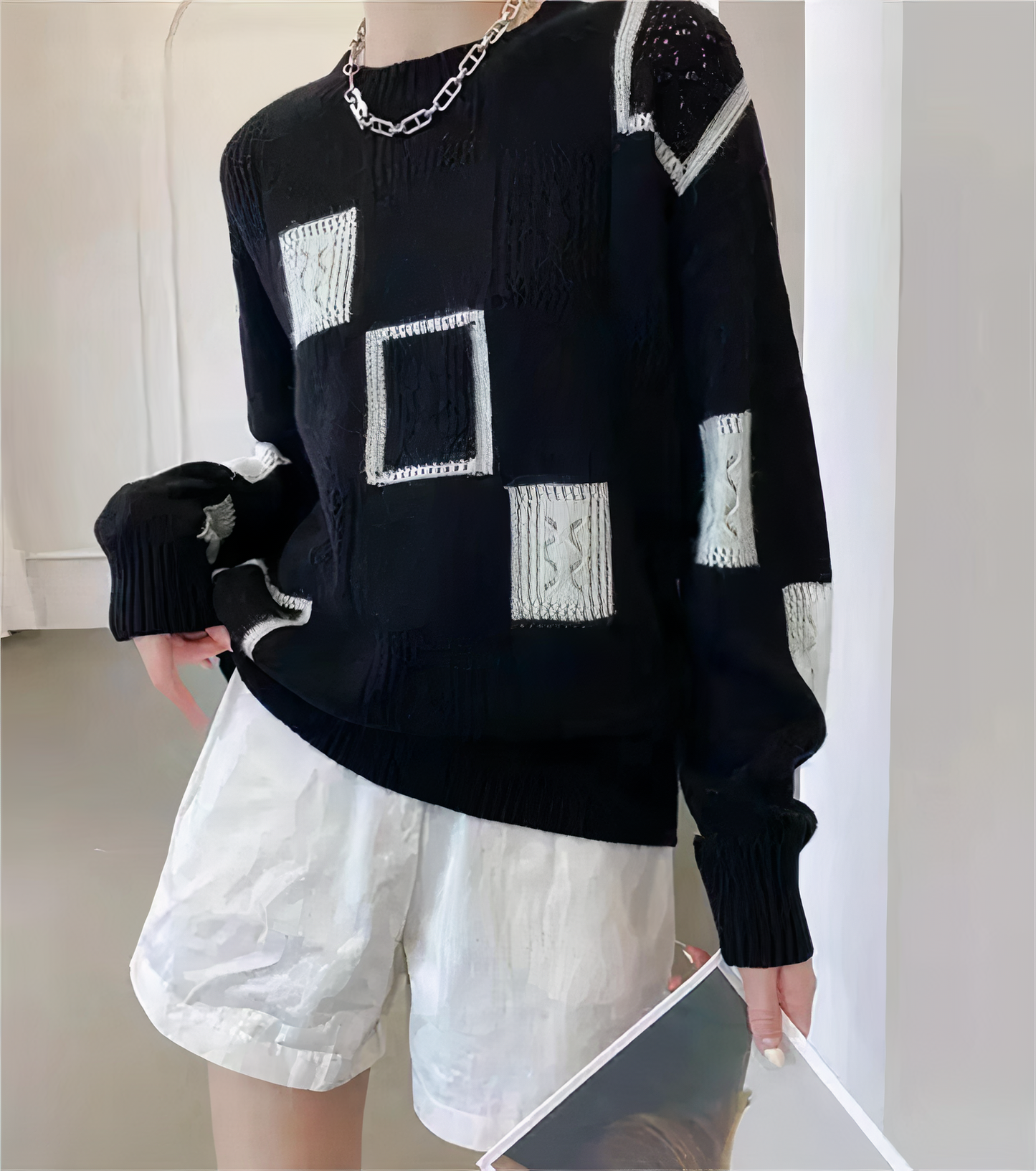 Geometric patchwork sweater - Lina