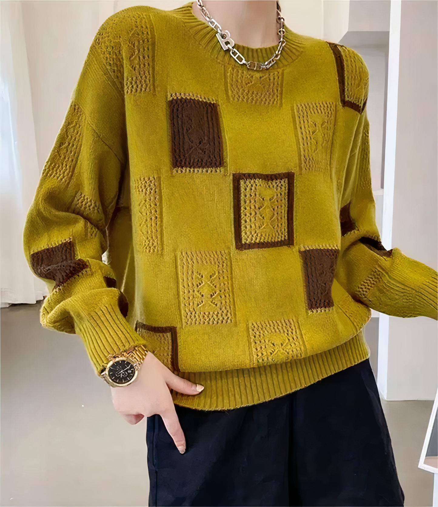 Geometric patchwork sweater - Lina