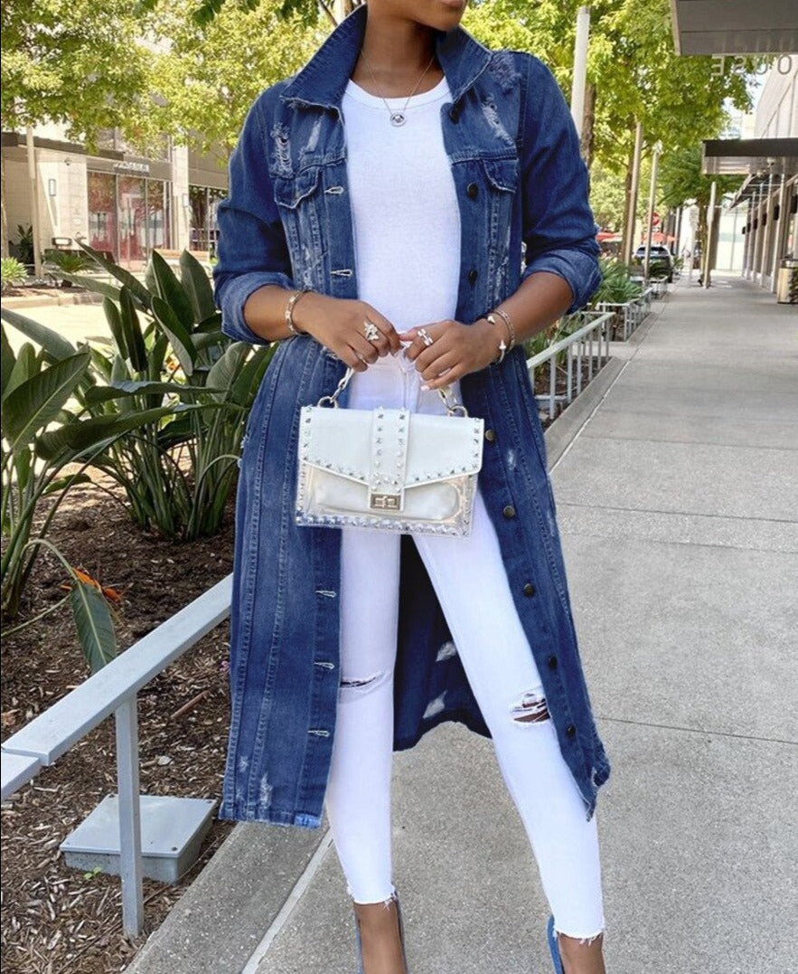 Heidi - Long women's denim jacket
