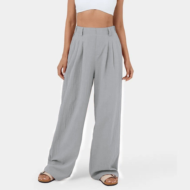 High-waisted straight-leg pants for women