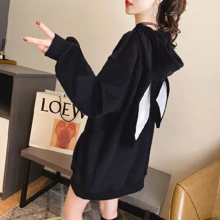 Felicity - Thick fleece-lined hooded jacket with bunny ears for women