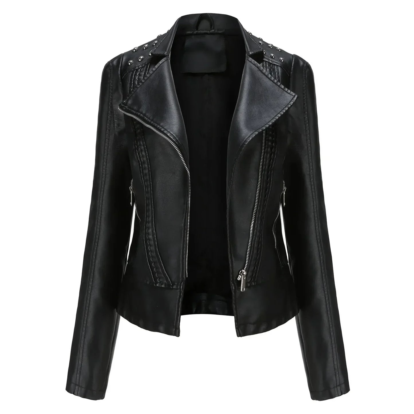 Stylish slim leather jacket - Doutzen