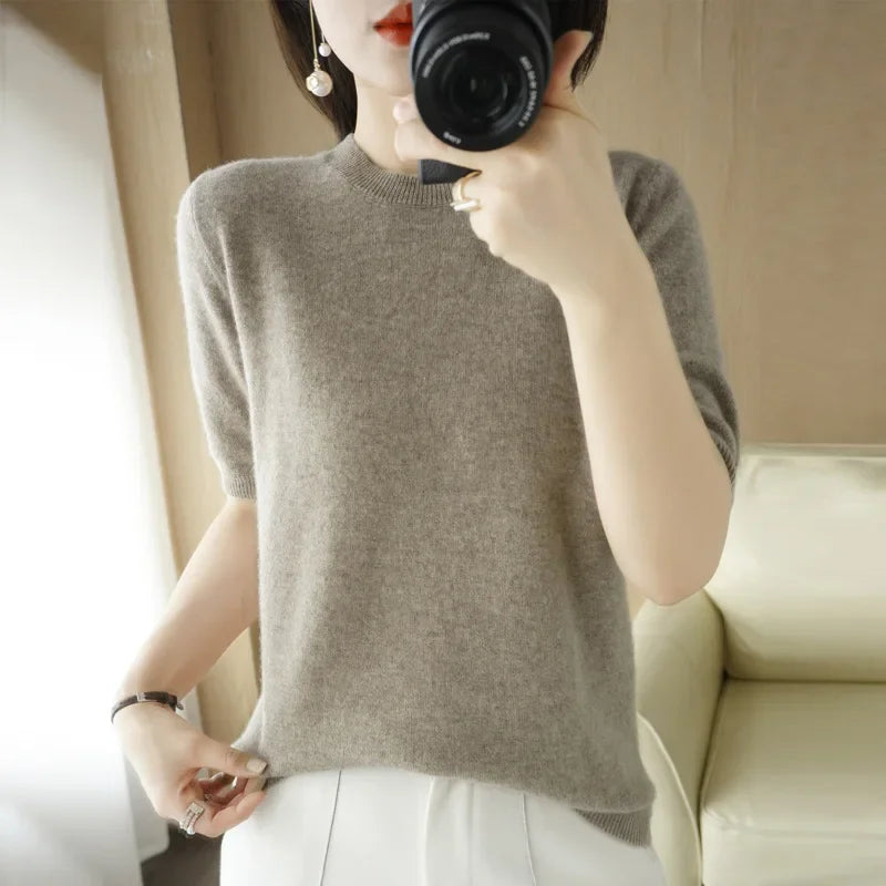 Adèle Short Sleeve Round Neck Knitted Sweater