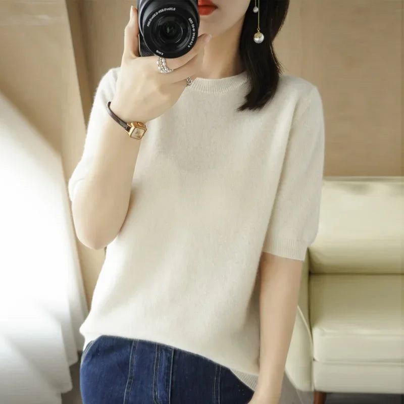Adèle Short Sleeve Round Neck Knitted Sweater