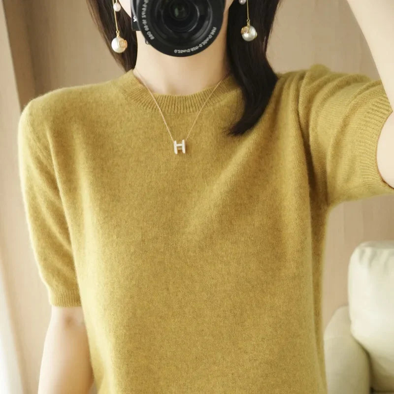 Adèle Short Sleeve Round Neck Knitted Sweater