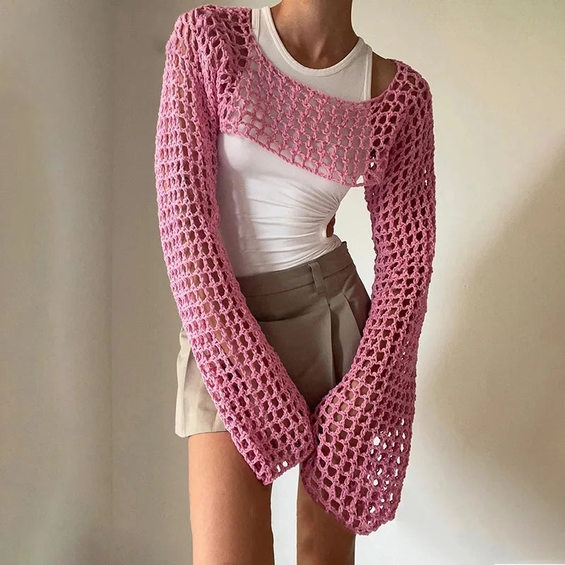 Mesh crop top for women