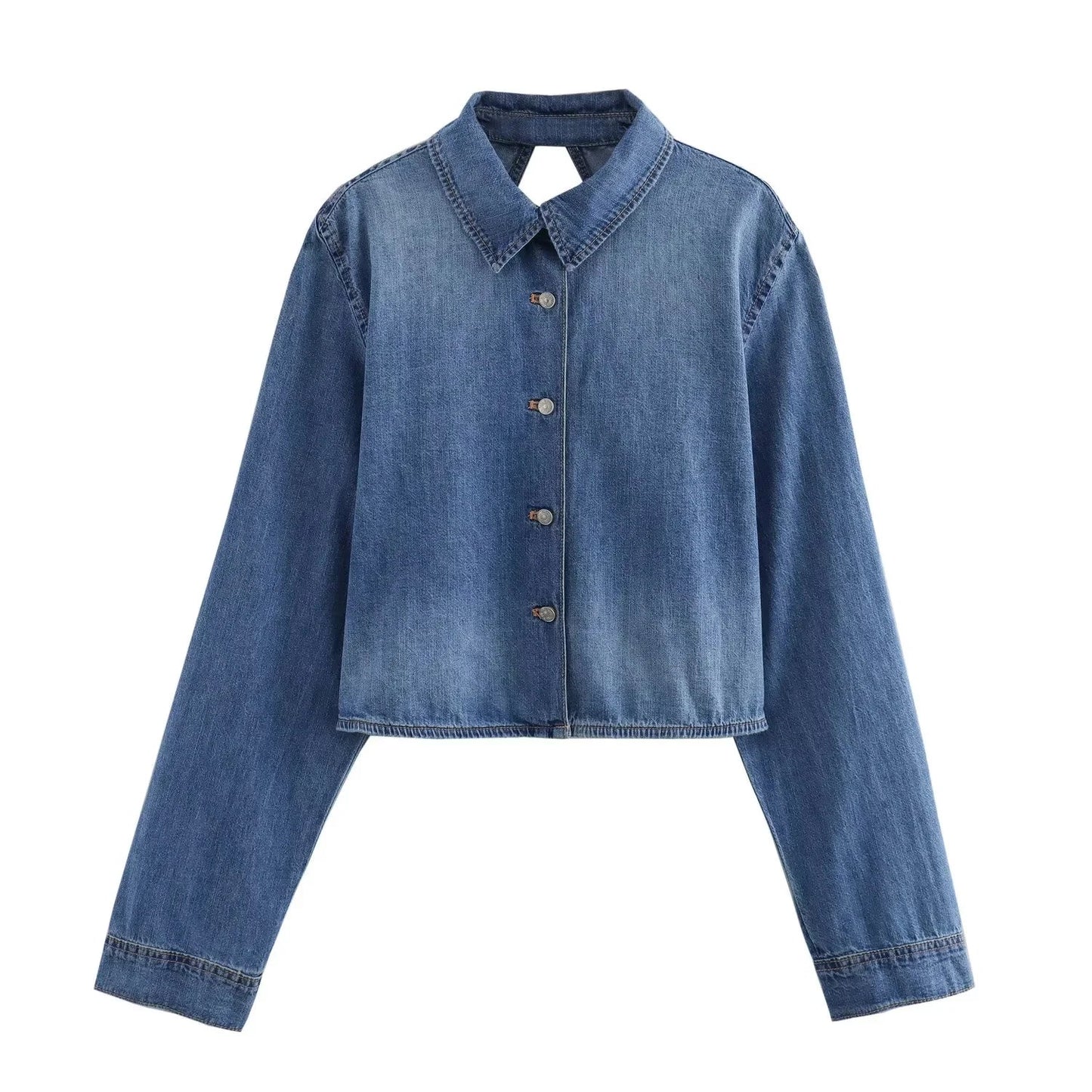 Luana - Cropped denim jacket - Open back style