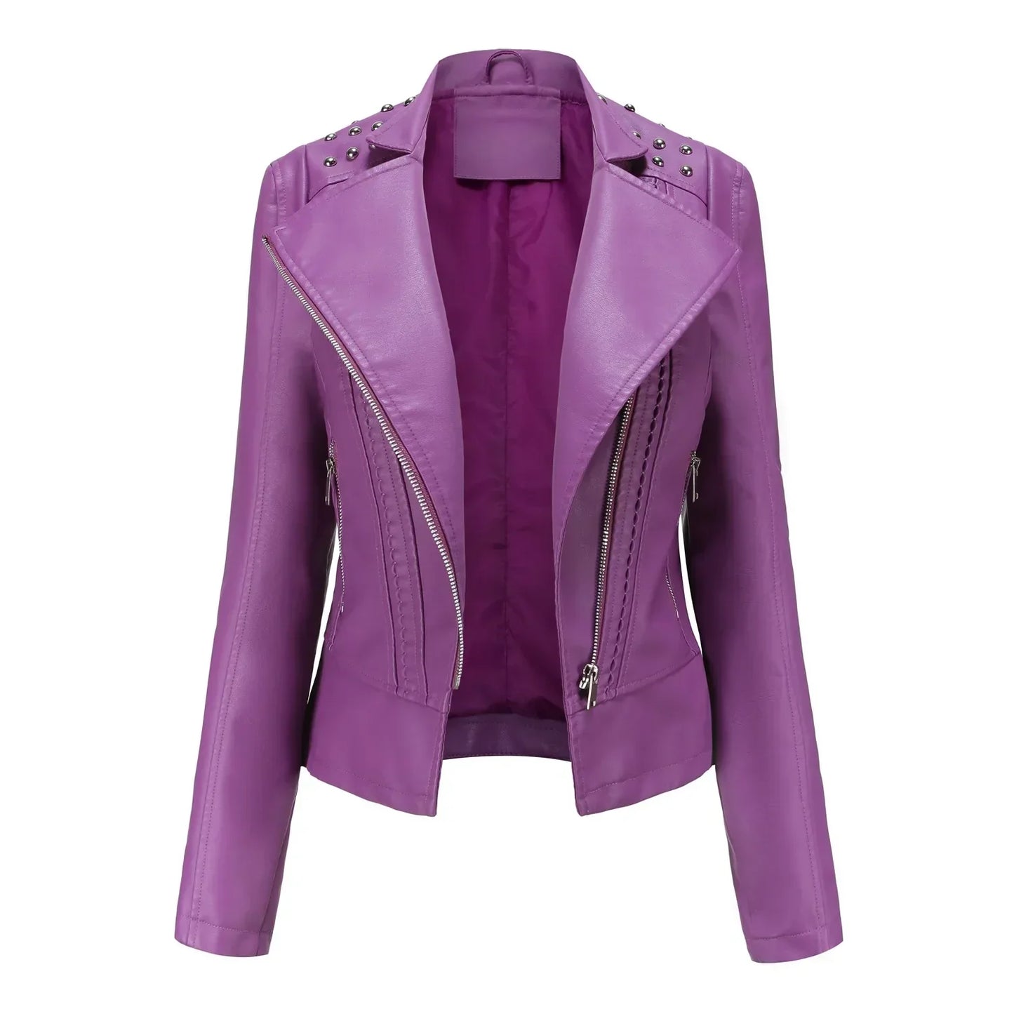 Stylish slim leather jacket - Doutzen