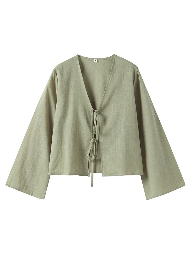 Mare | Stylish Blouse with Lacing and Long Sleeves
