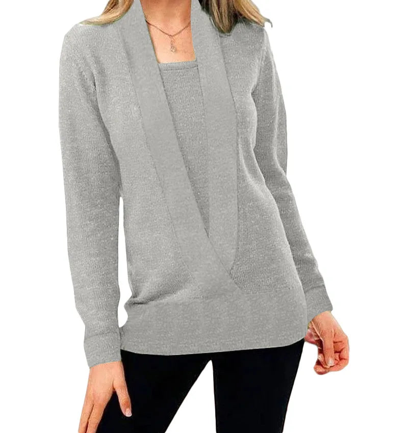 Dalton knitted sweater with a deep V-neck and long sleeves