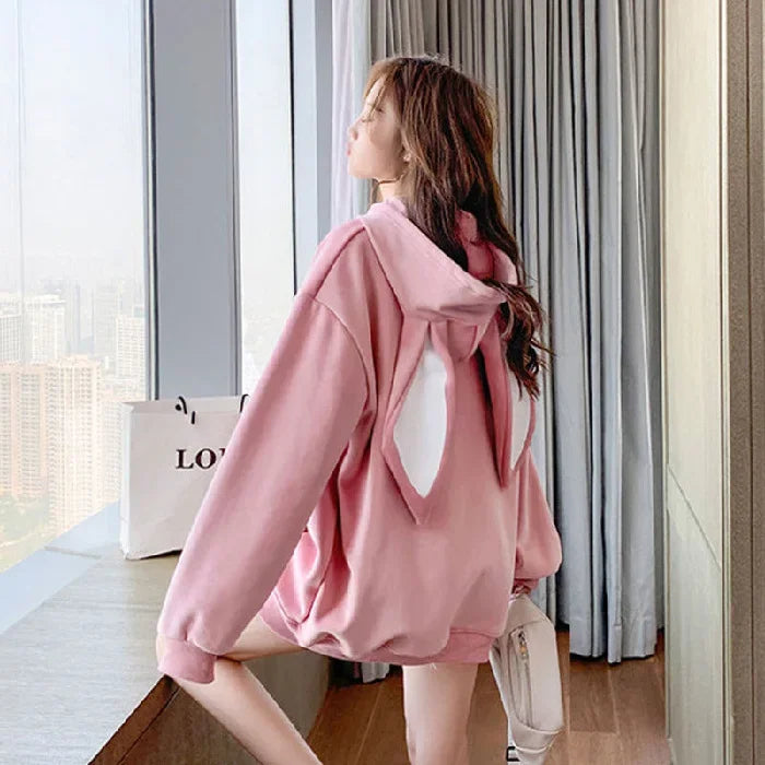 Felicity - Thick fleece-lined hooded jacket with bunny ears for women
