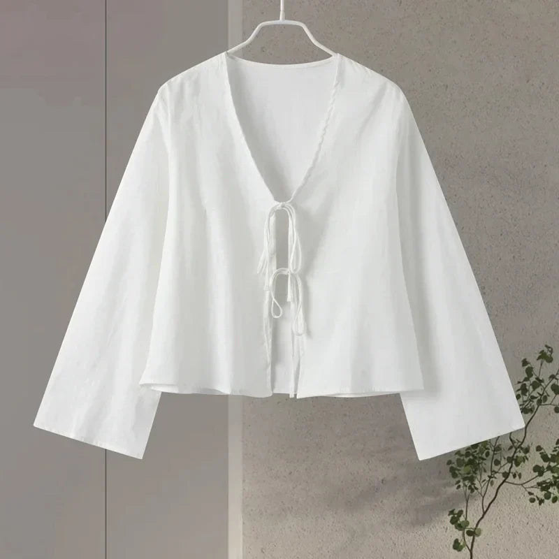 Mare | Stylish Blouse with Lacing and Long Sleeves