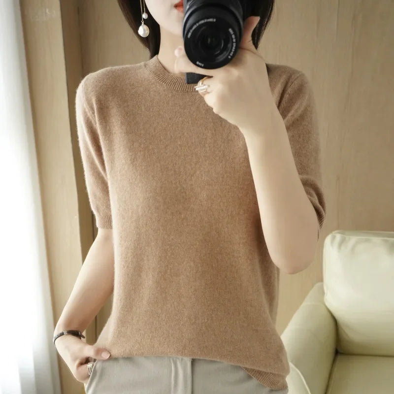 Adèle Short Sleeve Round Neck Knitted Sweater