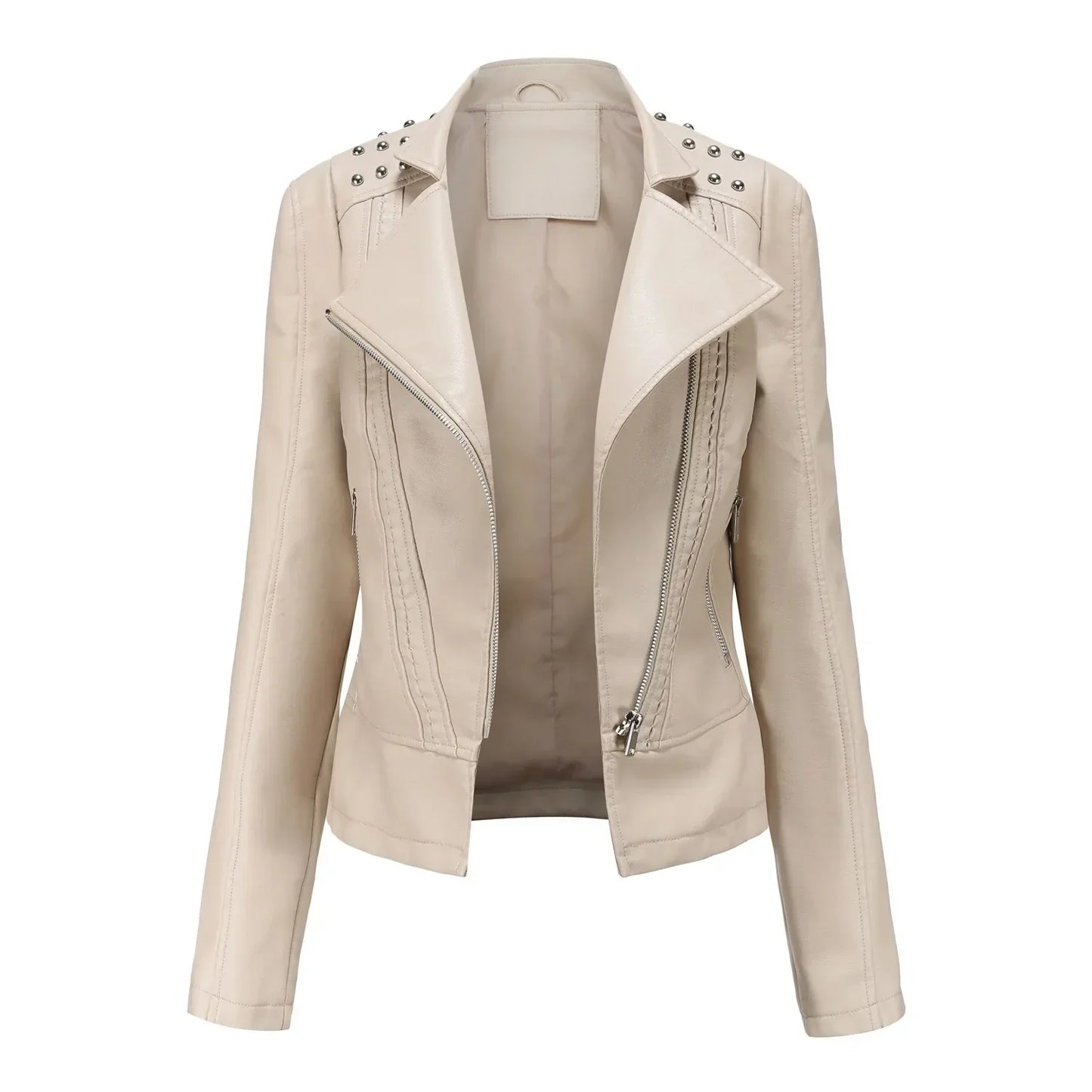 Stylish slim leather jacket - Doutzen