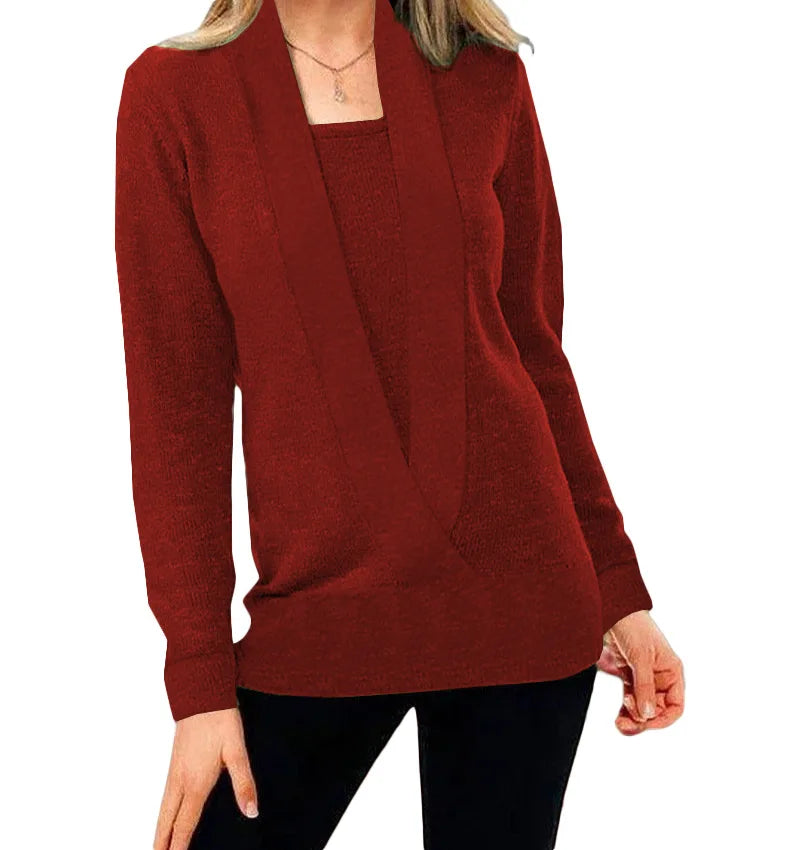 Dalton knitted sweater with a deep V-neck and long sleeves