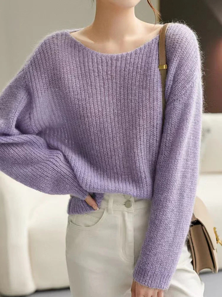 Maria - Transparent knitted cashmere sweater with a loose fit for women