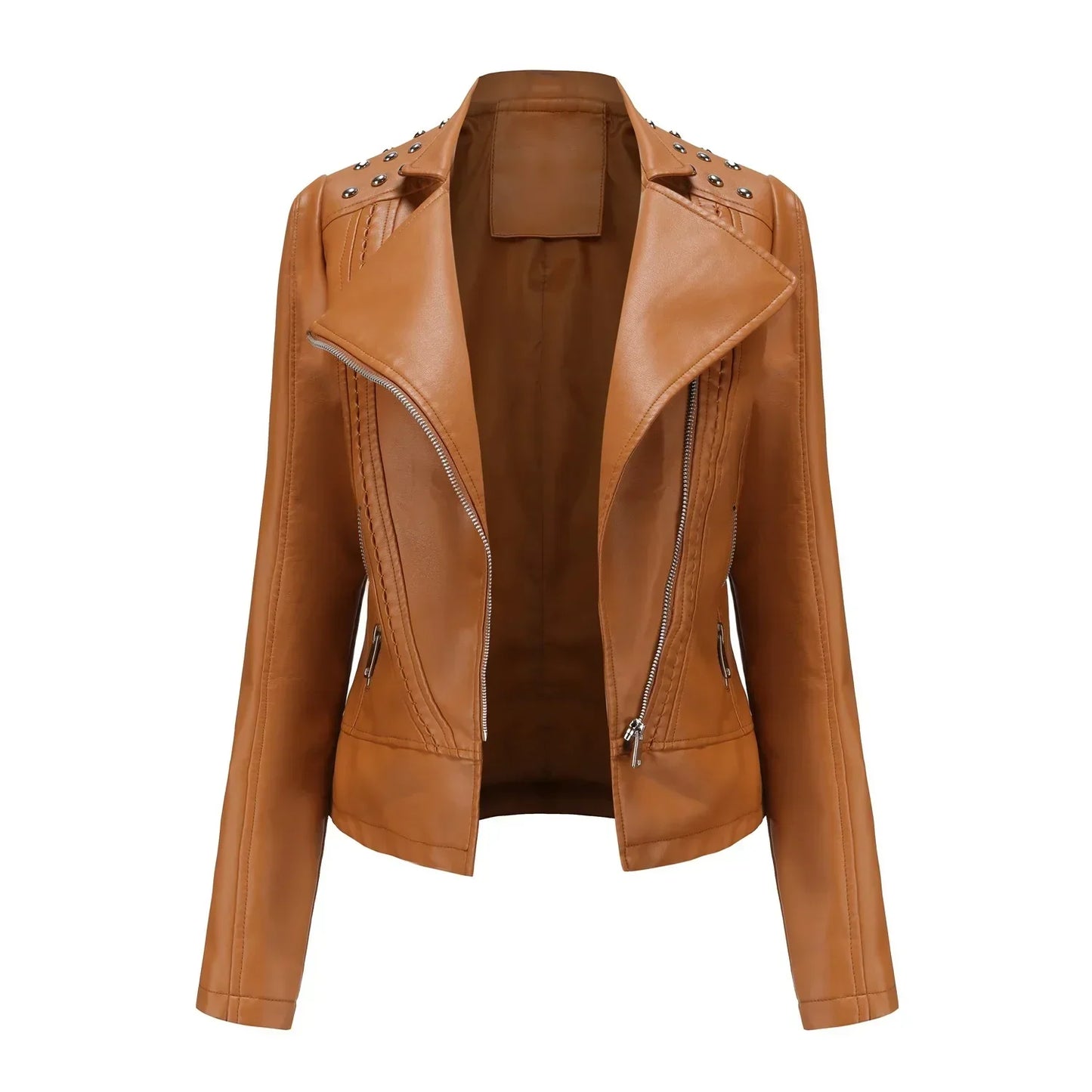 Stylish slim leather jacket - Doutzen
