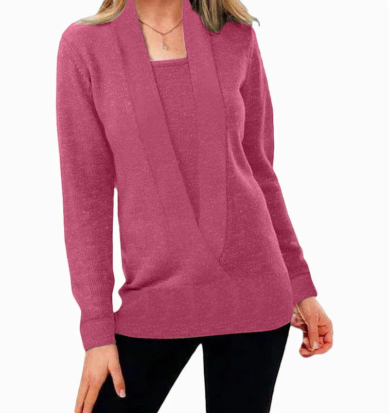 Dalton knitted sweater with a deep V-neck and long sleeves